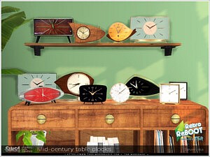 Mid century table clocks sims 4 cc