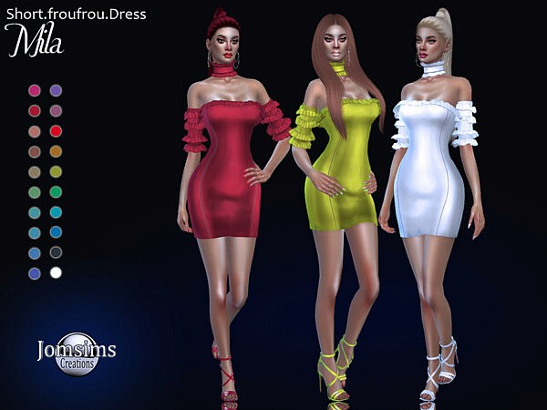 Mila short froufrou dress by jomsims from TSR