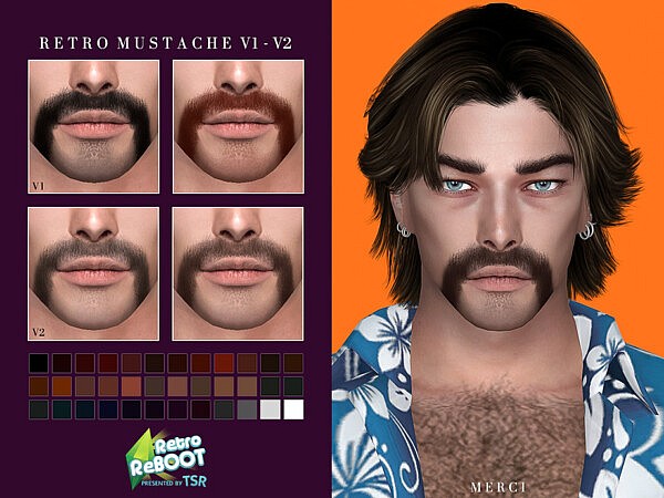 Retro ReBOOT Mustache V1 V2 sims 4 cc