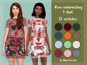 Rose embroidery T shirt sims 4 cc