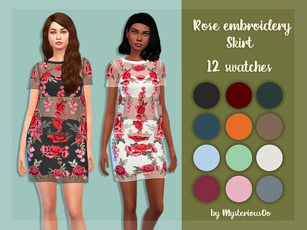 Rose embroidery skirt sims 4 cc