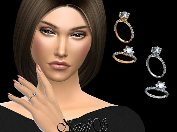 Round cut pave engagement ring sims 4 cc