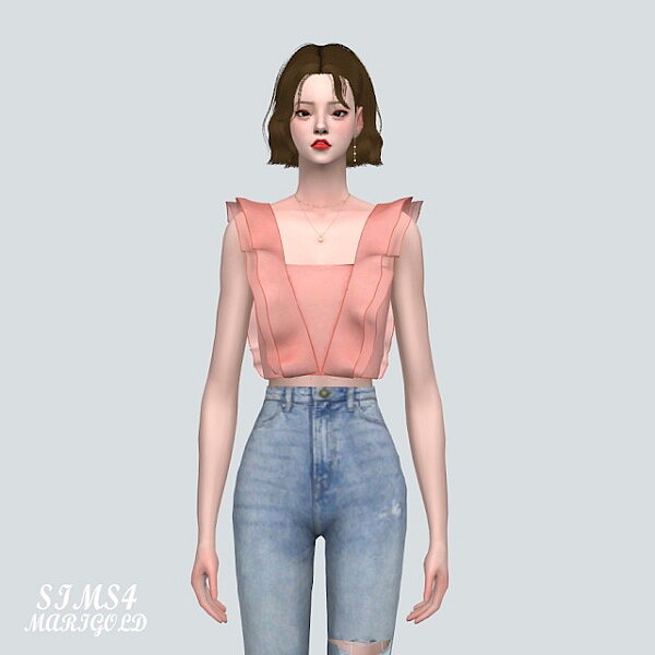 SL 5 Flare Blouse from SIMS4 Marigold