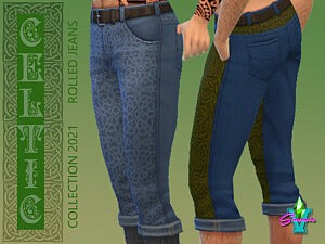 SimmieV Celtic Rolled Jeans sims 4 cc