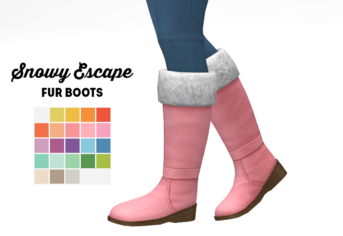 Snowy escape fur boots recolored from LinaCherie • Sims 4 Downloads