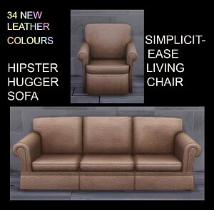 Sofa and Living Chair in Matching Leather sims 4 cc