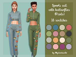 Sports suit with butterflies pants sims 4 cc