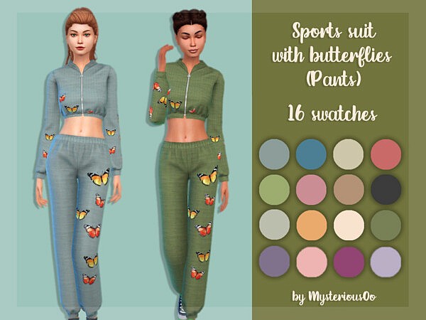 Sports suit with butterflies   Pants by MysteriousOo from TSR