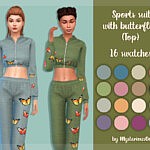 Sports suit with butterflies top sims 4 cc