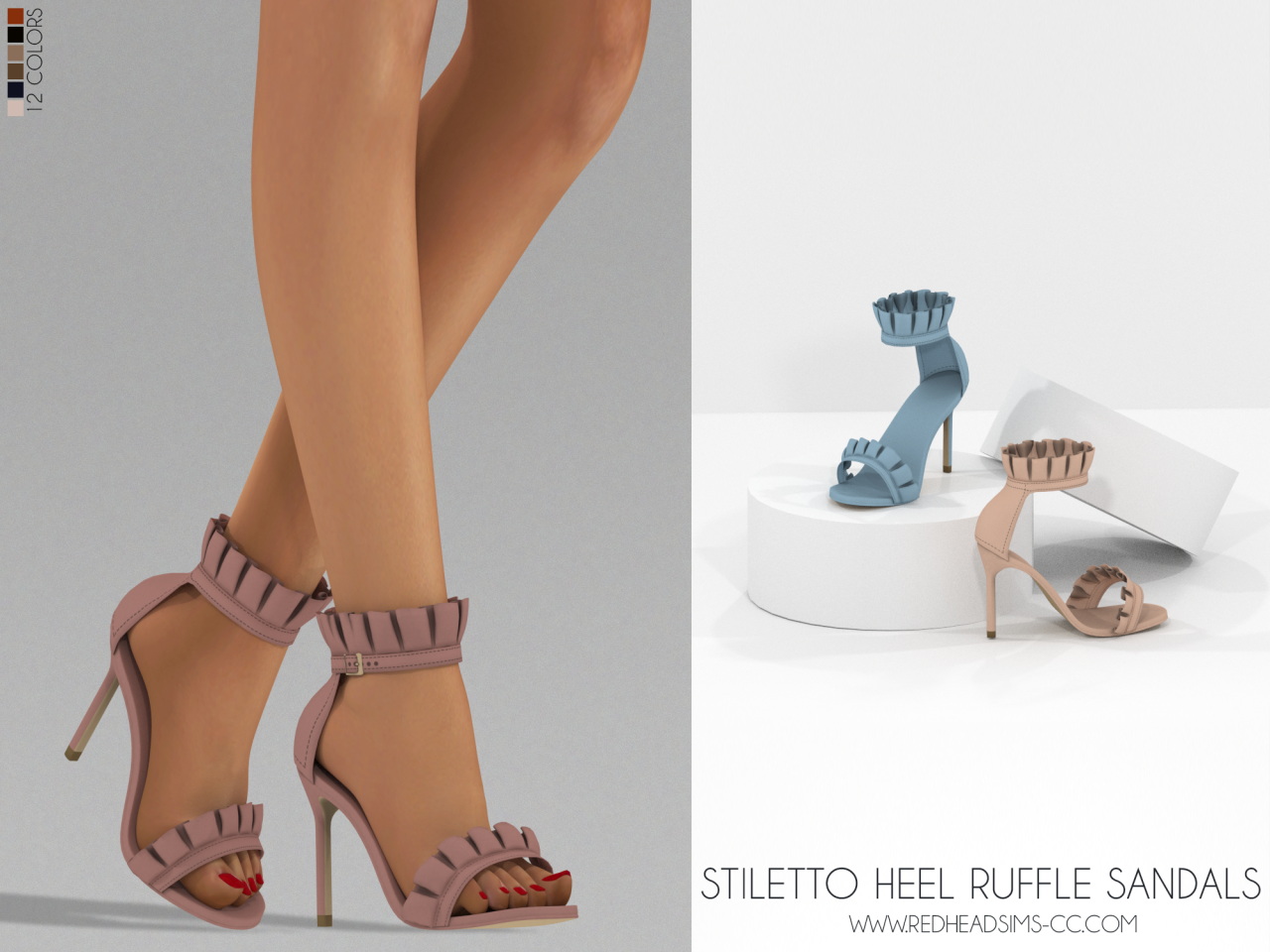 Stiletto Heels Ruffle Sandals from Red Head Sims • Sims 4 Downloads