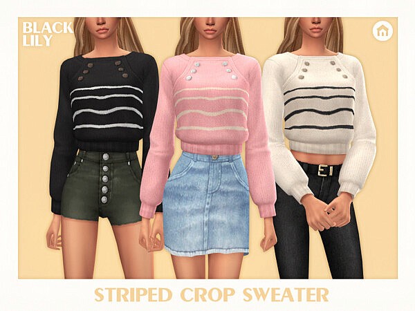 Striped Crop Sweater by Black Lily from TSR