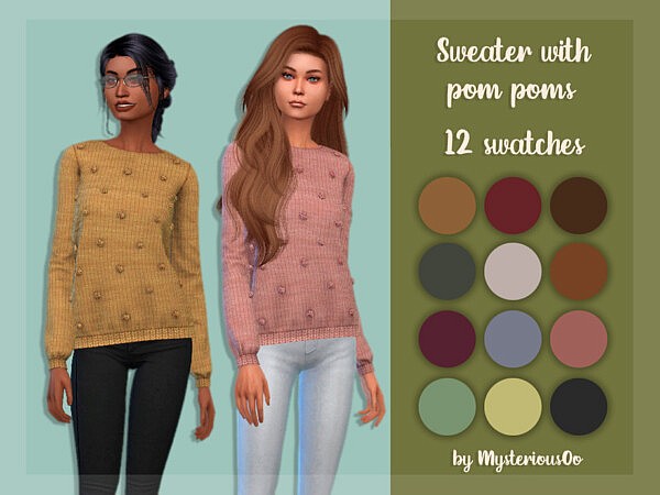 Sweater with pom poms by MysteriousOo from TSR • Sims 4 Downloads