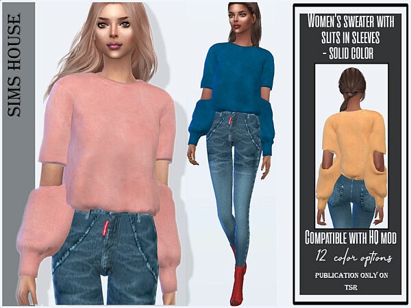 Sweater with slits in sleeves by Sims House from TSR