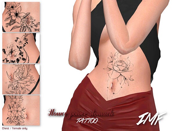 Tattoo Flower Power Stomach sims 4 cc