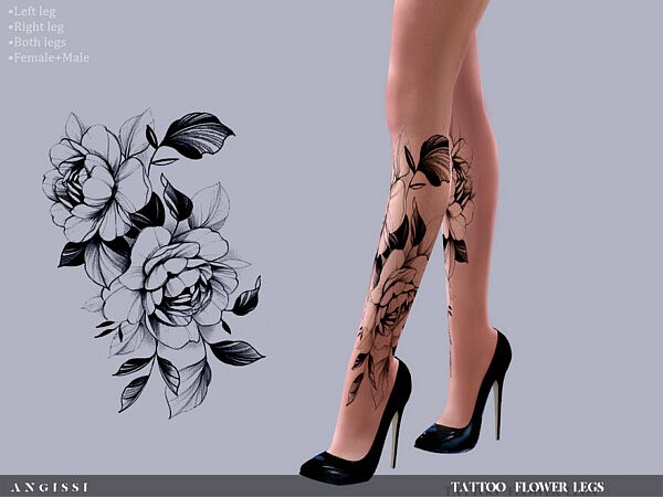 Tattoo Flower legs sims 4 cc
