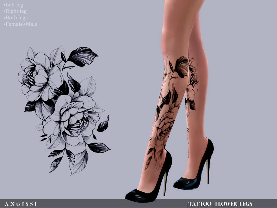 Tattoo Flower legs by ANGISSI from TSR • Sims 4 Downloads