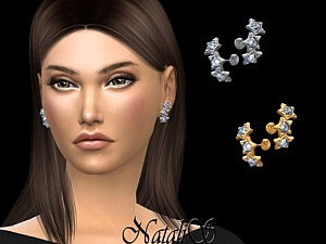 Triple diamond stars earrings sims 4 cc
