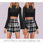 Two Piece Plaid Dress 04 sims 4 cc