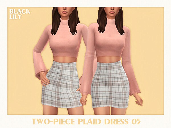 Two Piece Plaid Dress 05 by Black Lily from TSR