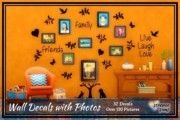 Wall Decals with Photos sims 4 cc