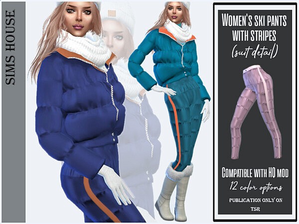 Womens ski pants with stripes by Sims House from TSR