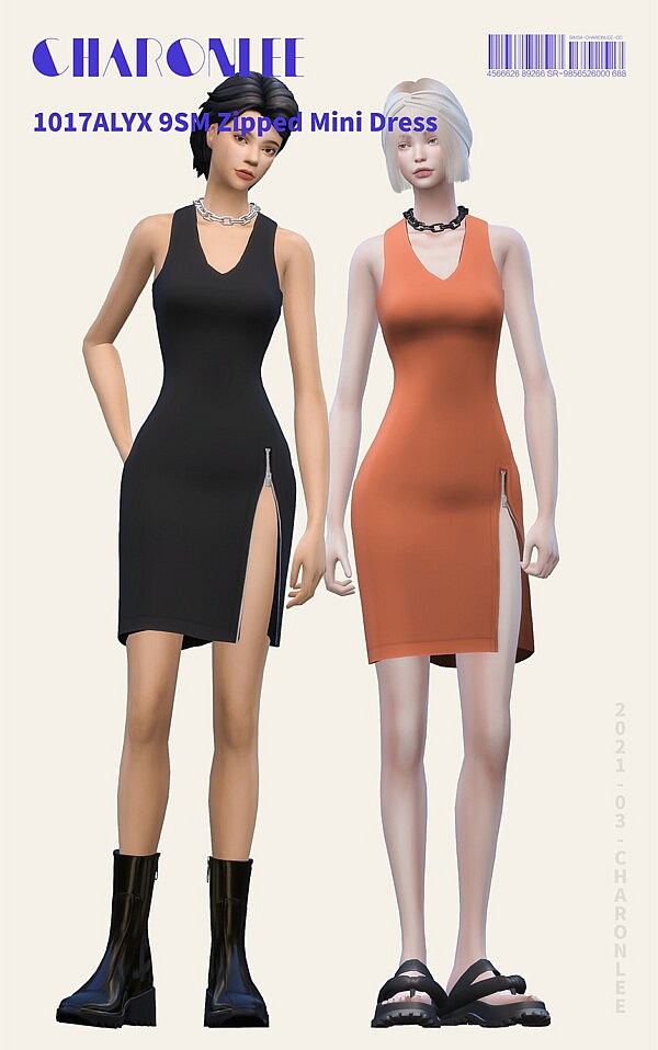 Zipped Mini Dress sims 4 cc