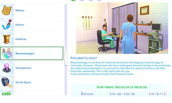 The Ultimate Rheumatologist Career by MiraiMayonaka from Mod The Sims