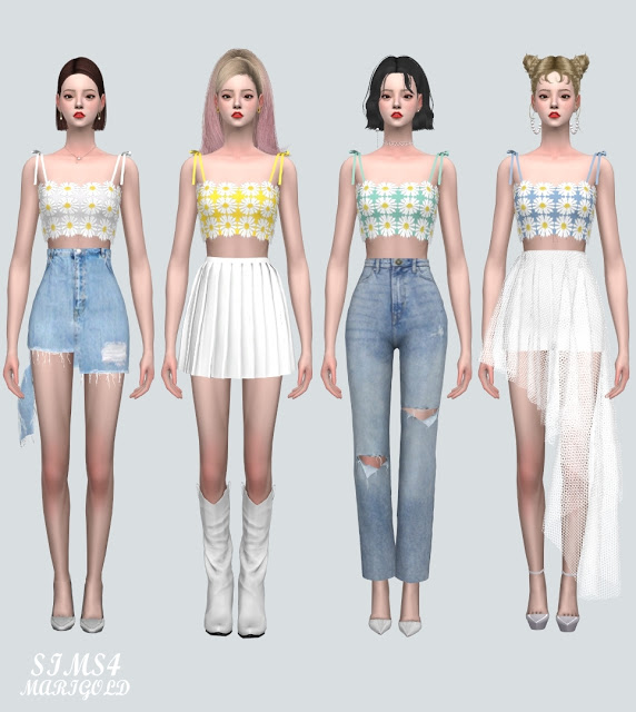 A 7 Flower Lace Crop Top from SIMS4 Marigold