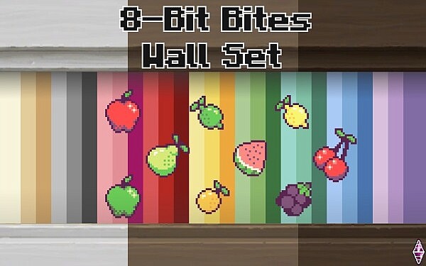 8BitBites Pixel Art Fruit Wallpaper Set sims 4 cc
