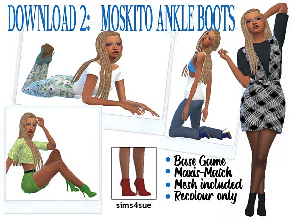 Ankle and Lydia Boots Recolored from Sims 4 Sue
