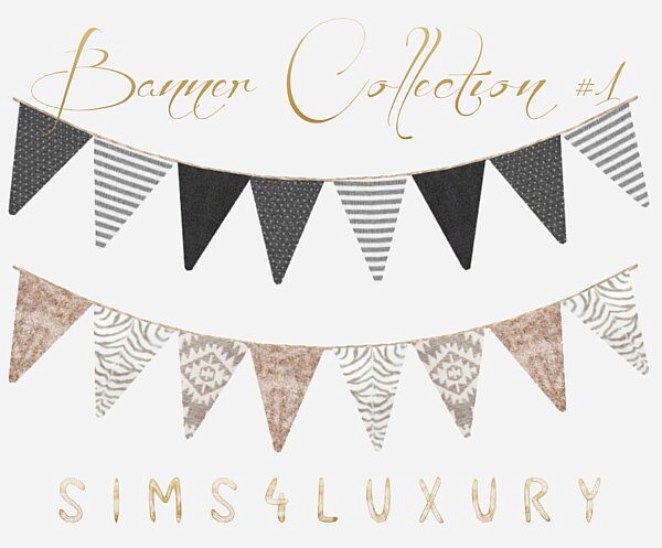 Pillow Collection 18 and Banner Collection 1 from Sims4Luxury