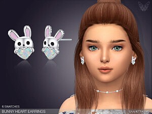 Bunny Heart Earrings For Kids sims 4 cc