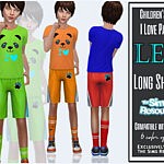 Childrens Set I Love Panda Long Shorts sims 4 cc