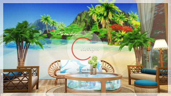 Coconut Beach Mural sims 4 cc