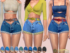 Crochet Lace Trim Denim Shorts sims 4 cc