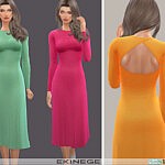 Cut Out Long Sleeve Midi Dress sims 4 cc
