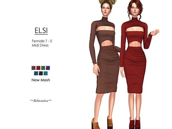 ELSI Midi Dress sims 4 cc