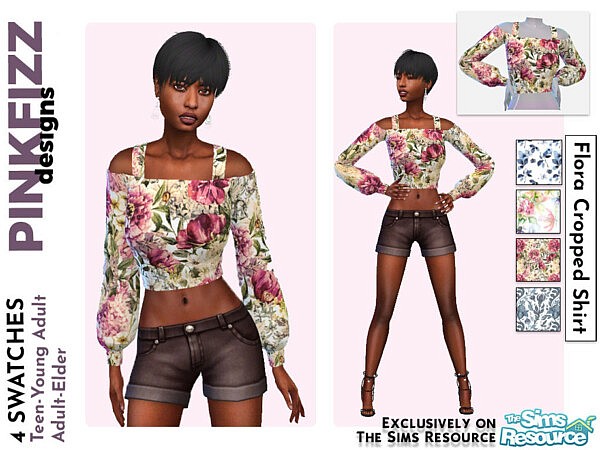 Flora Cropped Shirt by Pinkfizzzzz from TSR