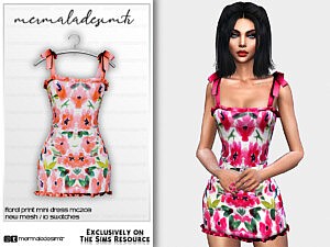 Floral Print Mini Dress MC203 sims 4 cc