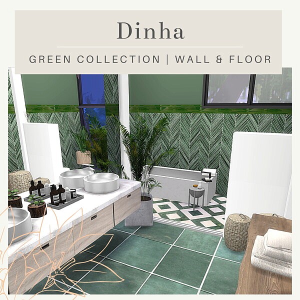 Green Collection Wall and Floor sims 4cc