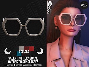 Hexagonal Oversized VLogo Acetate Sunglasses sims 4 cc
