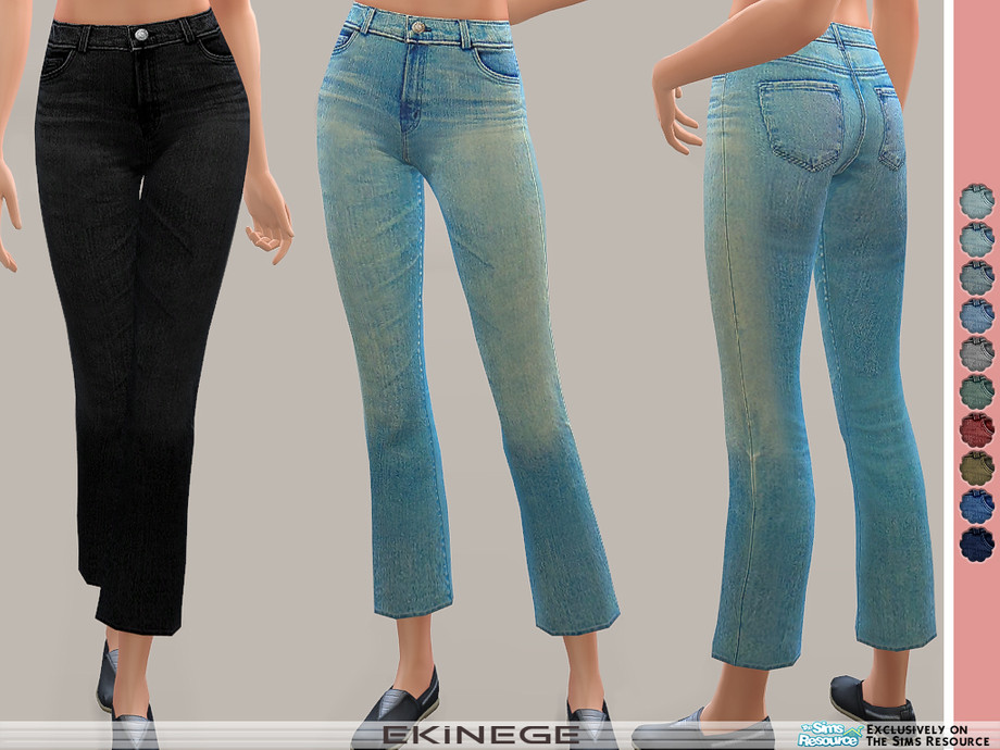 High Waist Crop Bootcut Jeans by ekinege from TSR • Sims 4 Downloads