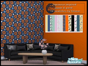 Japanese Inspired Wallpaper Paint sims 4 cc