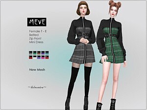 MEVE Belted Dress sims 4 cc