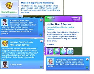 Mental Support and Wellbeing Lot Trait sims 4 cc