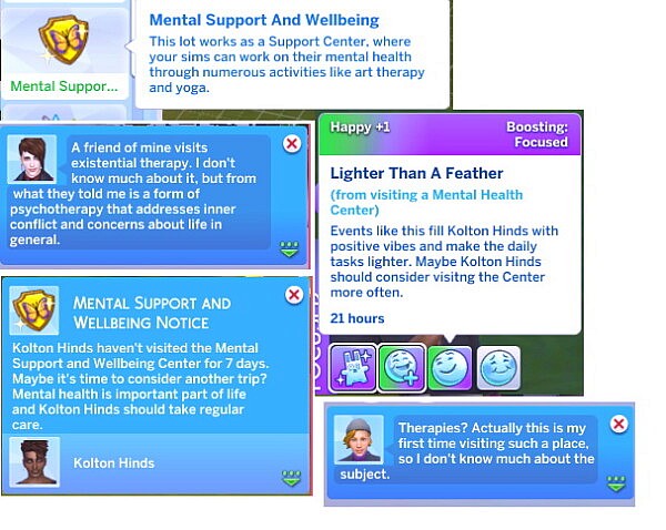 Mental Support and Wellbeing Lot Trait sims 4 cc