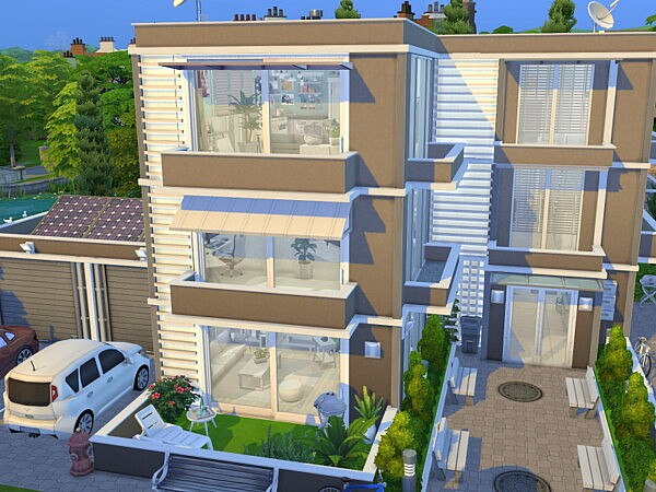 Modern 3 Flat Apartment House sims 4 cc