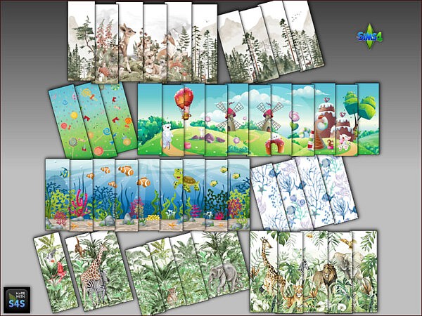 Murals and matching wallpapers sims 4 cc