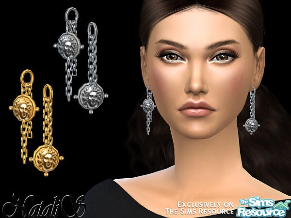 NataliS Coin chain dangle earrings sims 4 cc