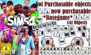 Not Purchasable objects now purchasable Basegame sims 4 cc
